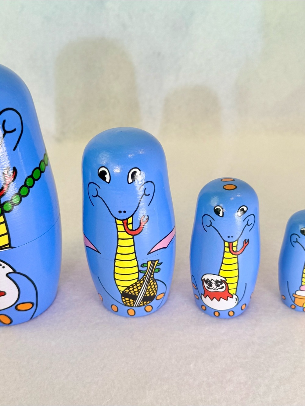 Midori Komatsu X Detail Inc. Happy New Snake Nesting Doll Set Blue Yellow 5pcs